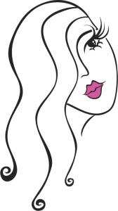 Illustration of woman with long eyelashes and pink lips